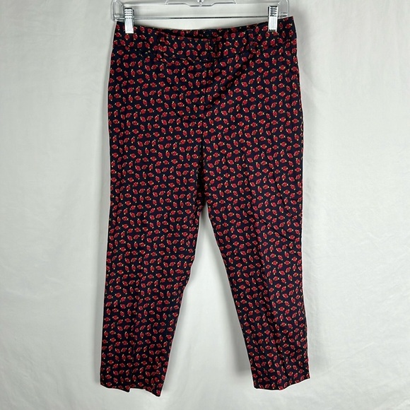 Talbots Heritage Fit Navy Blue Ladybug Print Cropped Pants -Size 4p - Picture 2 of 9